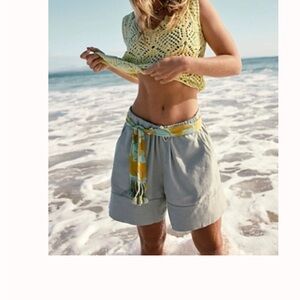 Free People. What A Vibe Cotton Linen Shorts, NWT